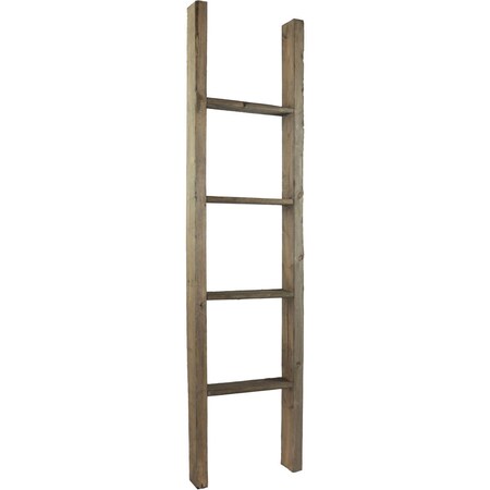 Ekena Millwork 15"W x 60"H x 3 1/2"D Vintage Farmhouse 4 Rung Ladder, Barnwood Decor Collection, Pebble Grey DECR015X060X04LDRPG